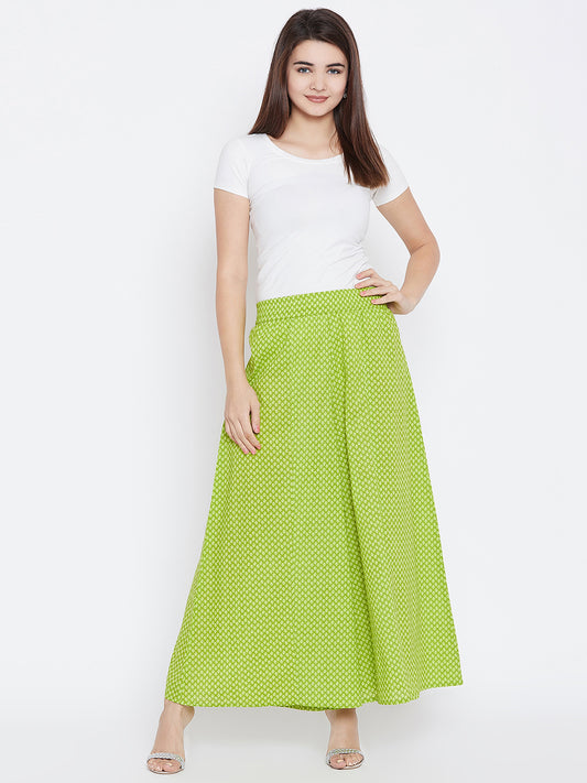 Women Green Printed Flared Palazzos