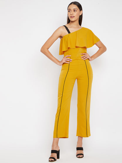 Yellow Basic Jumpsuit with Ruffles