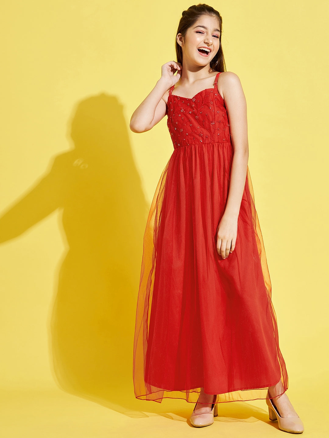 Girls Red Net Maxi Maxi Dress