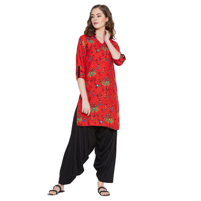 Women's Rayon Straight Kurta and Patiala Set