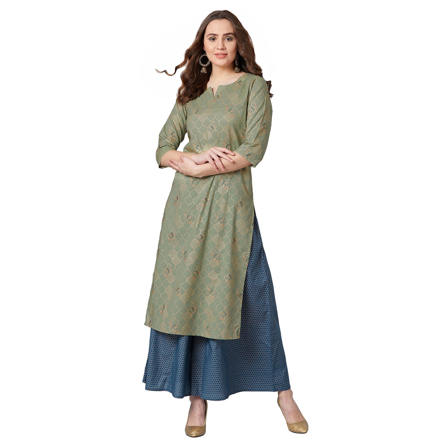 Women Straight Kurta And Palazzo Set