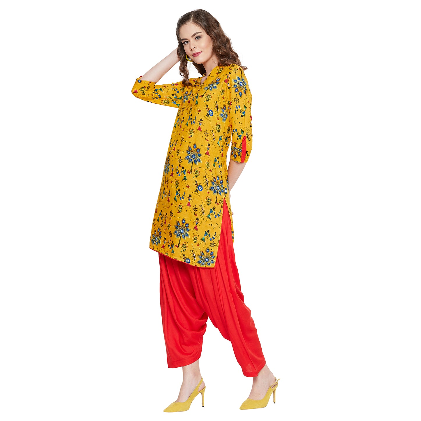 Women's Rayon Straight Kurta and Patiala Set