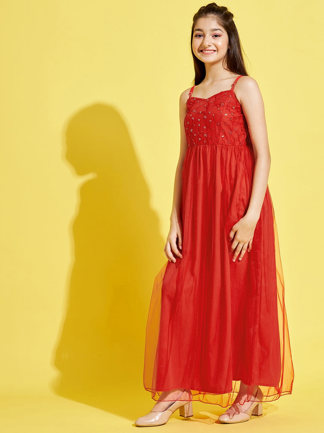 Girls Red Net Maxi Maxi Dress