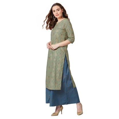 Women Straight Kurta And Palazzo Set