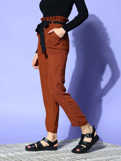 PANIT Women  Rust Solid All in the Details Trousers
