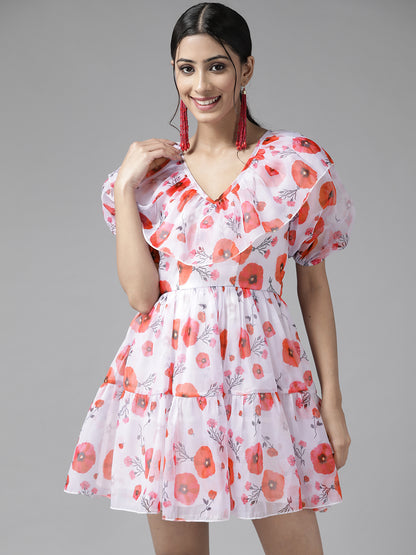 PANIT Off White Floral Dress