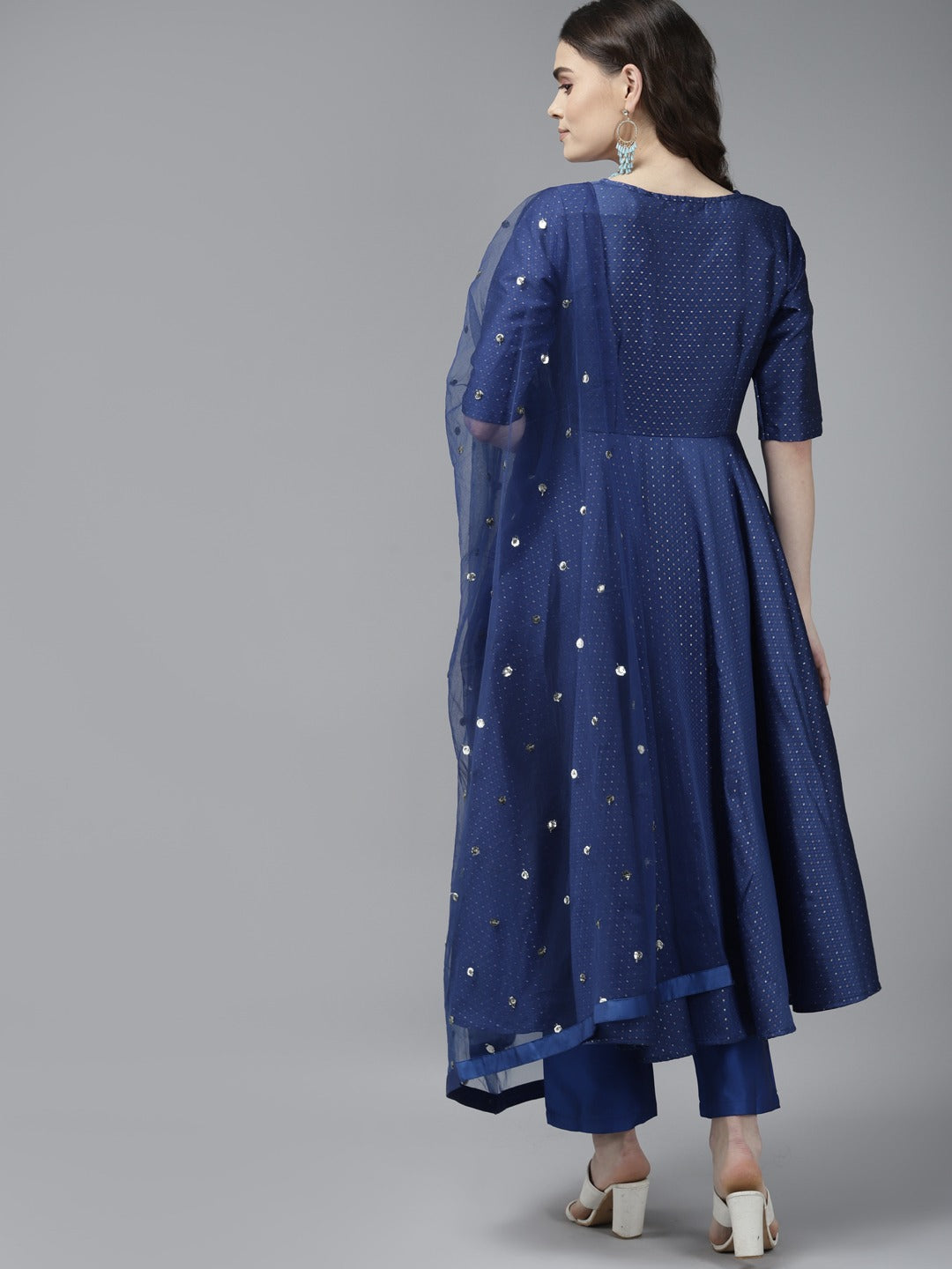 PANIT Women Blue Ethnic Motifs Embroidered Kurta with Trousers  With Dupatta