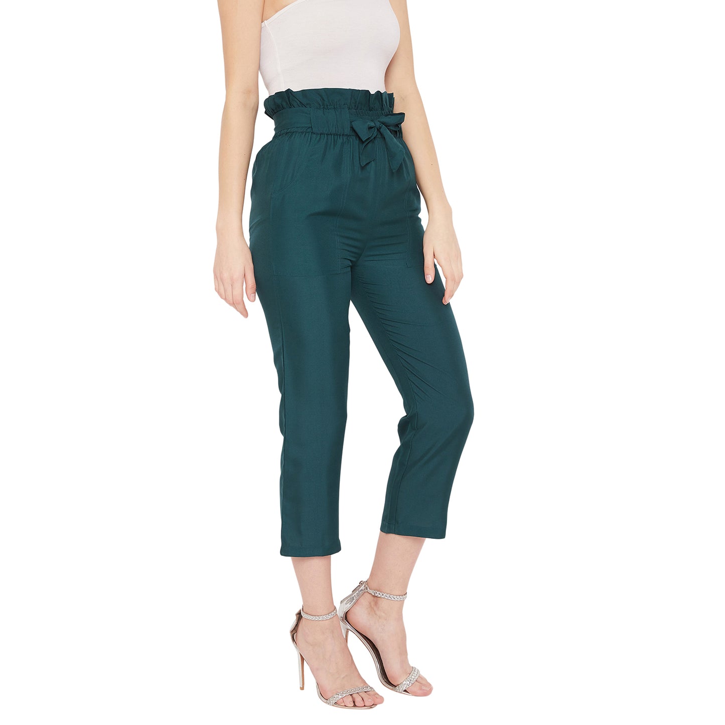 Wome Teal Solid Cigarette Trouser