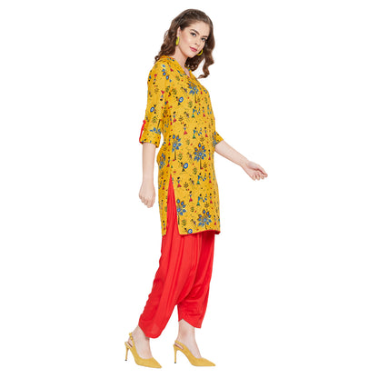 Women's Rayon Straight Kurta and Patiala Set