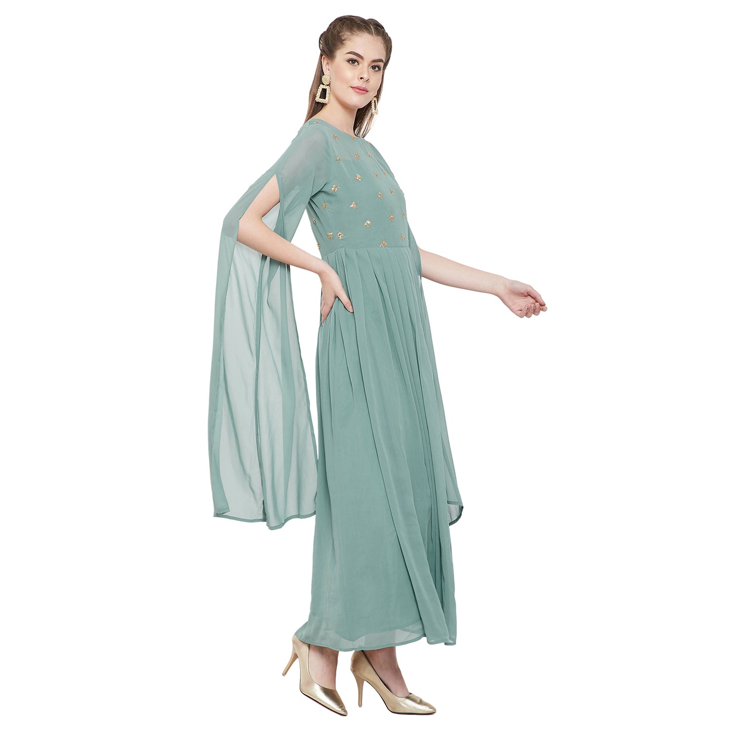 Women's Fit and Flare Maxi Length Dress