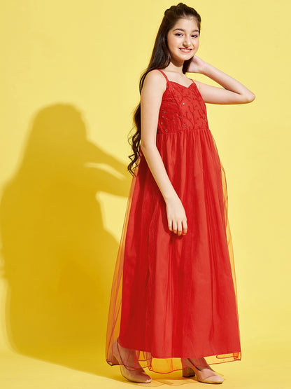 Girls Red Net Maxi Maxi Dress