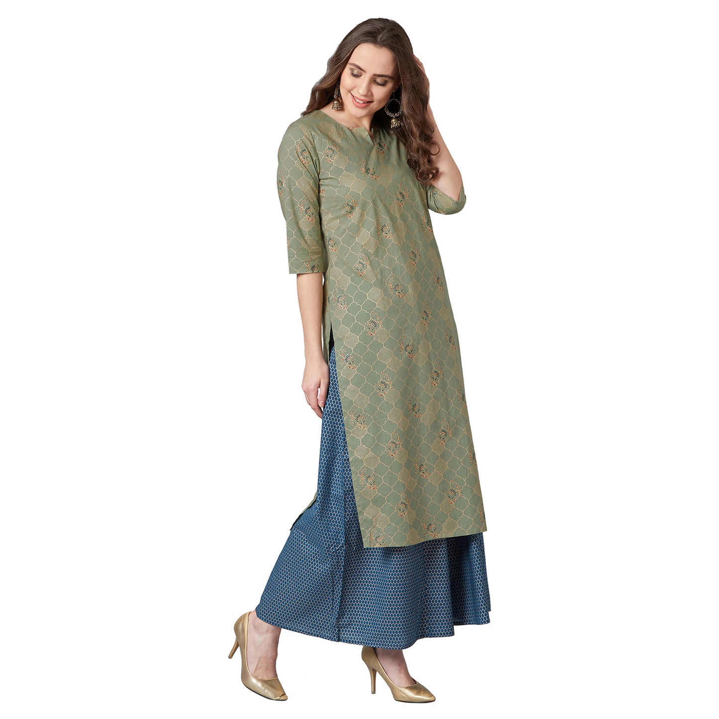 Women Straight Kurta And Palazzo Set