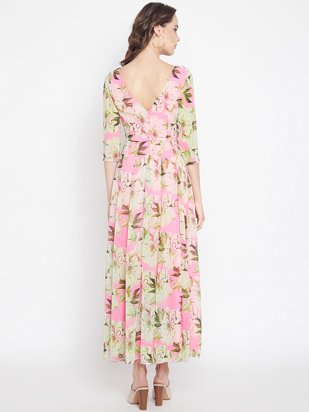Women's Light pink Multi colour Floral print Maxi dress