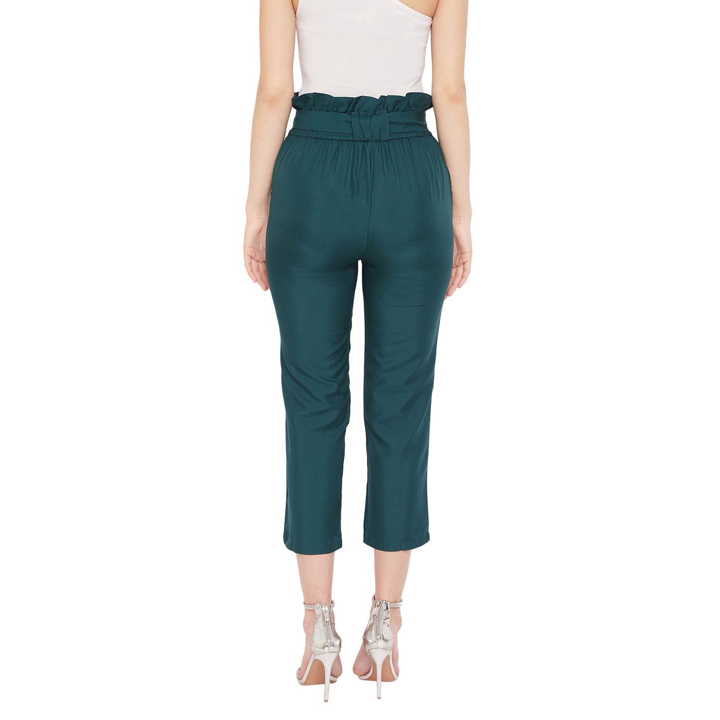 Wome Teal Solid Cigarette Trouser