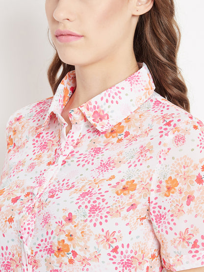 Multicolored printed shrug as shirt style