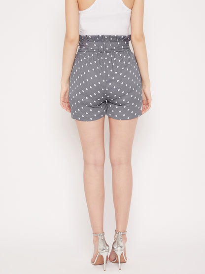 Women Grey  Printed Loose Fit Regular Shorts