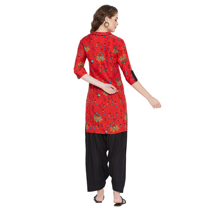 Women's Rayon Straight Kurta and Patiala Set