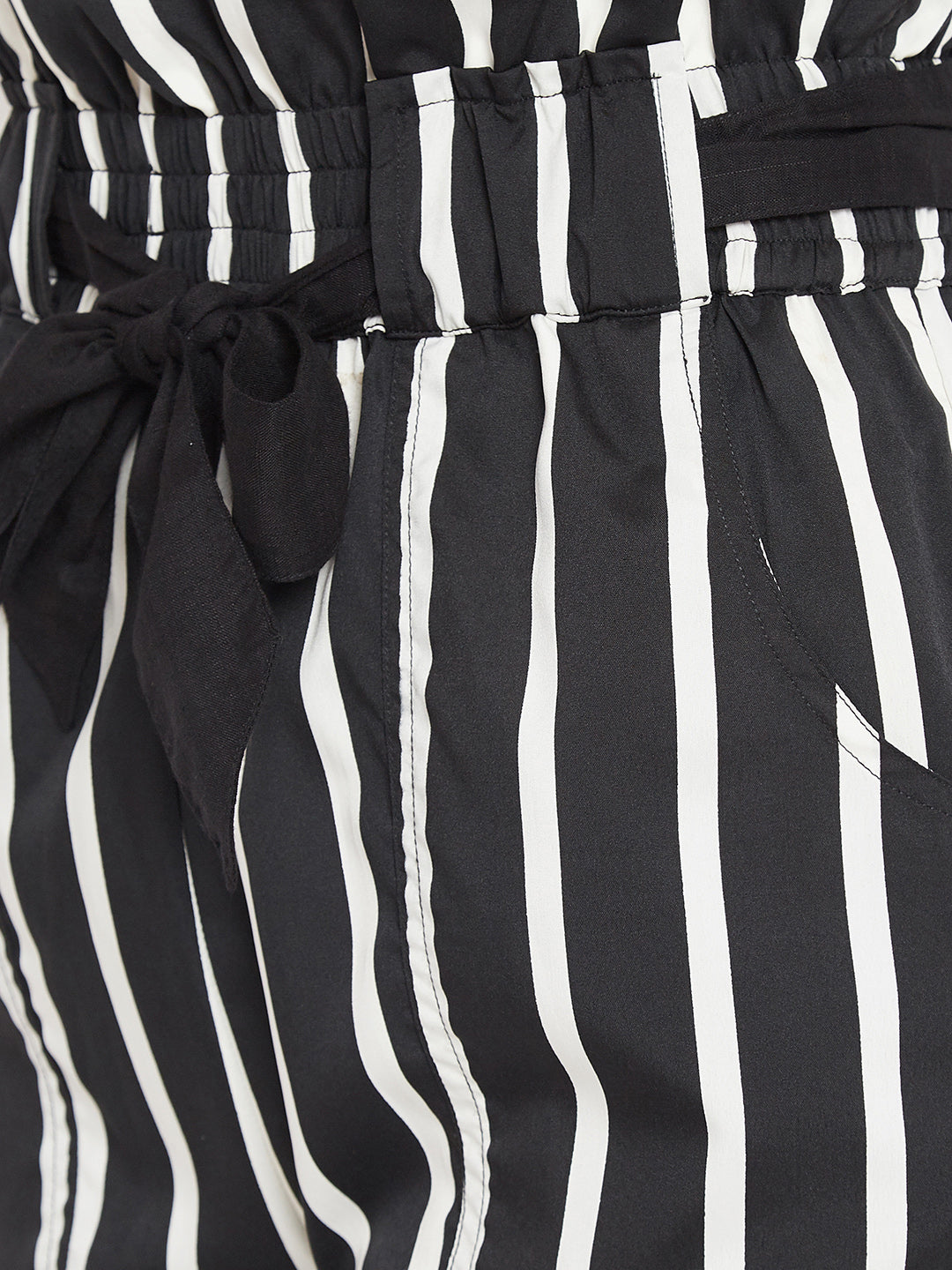 Women's black and white stripes high waist trouser