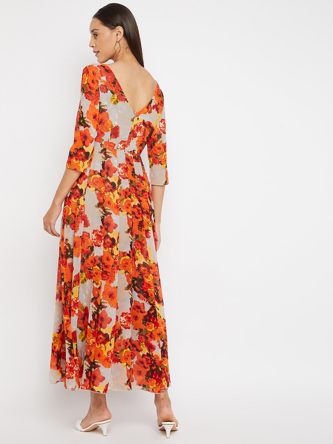 Multicoloured Floral Print Maxi Dress