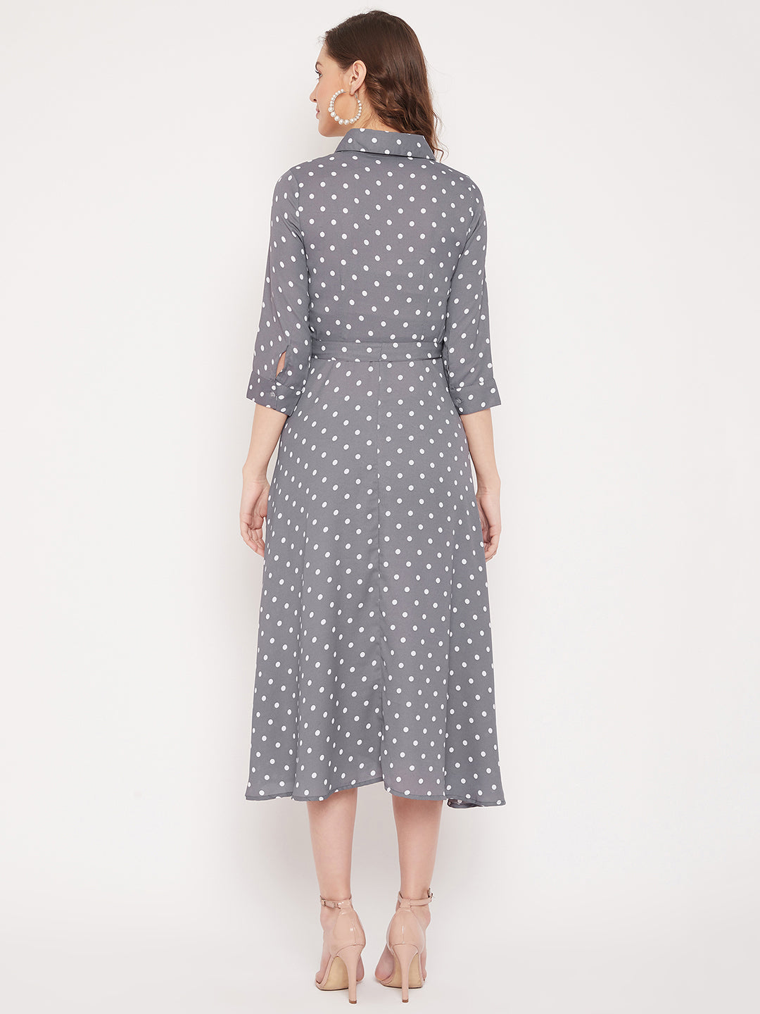 Women Grey Printed Shirt Dress