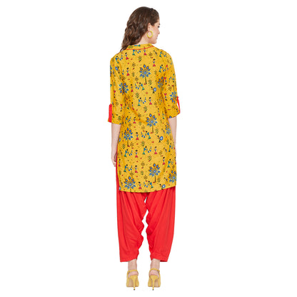 Women's Rayon Straight Kurta and Patiala Set