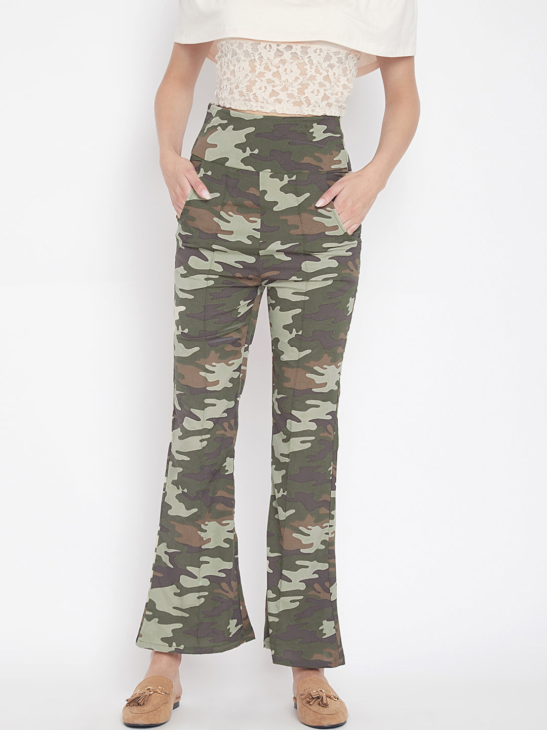 Women's milatray print bootcut high waist trouser