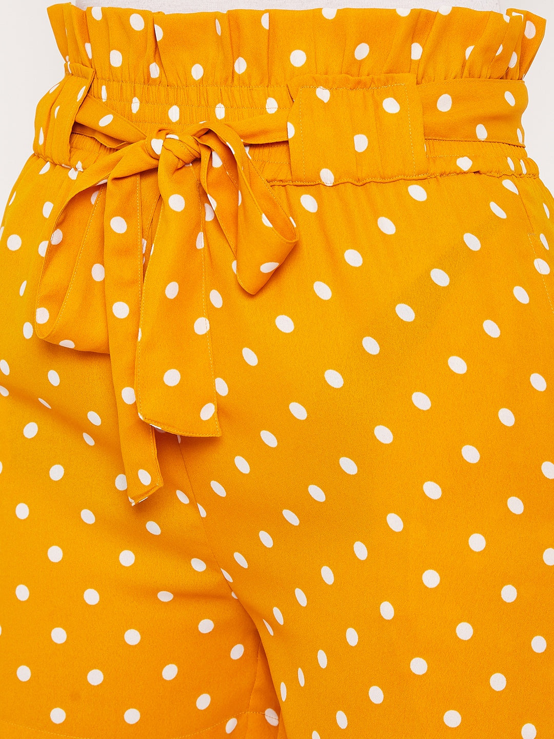 Women Mustard Yellow Printed Loose Fit Regular Shorts