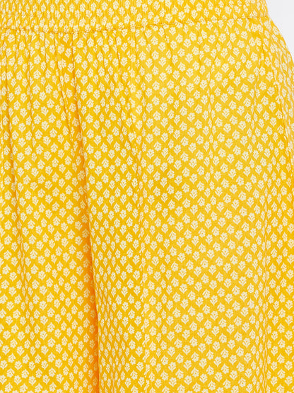 Women Yellow Printed Flared Palazzos