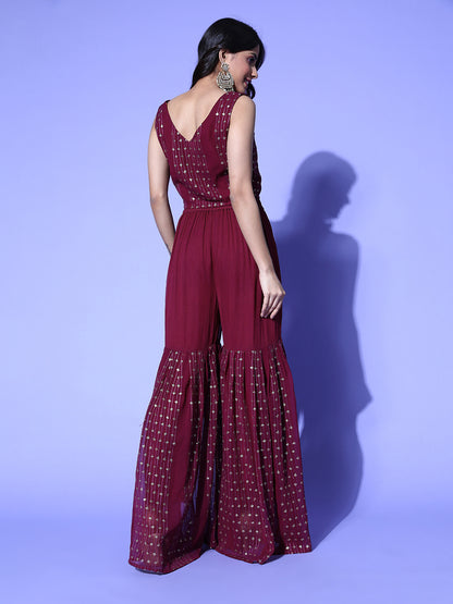 PANIT Women Woven Design Poly Georgette New Neckline Kurta Set
