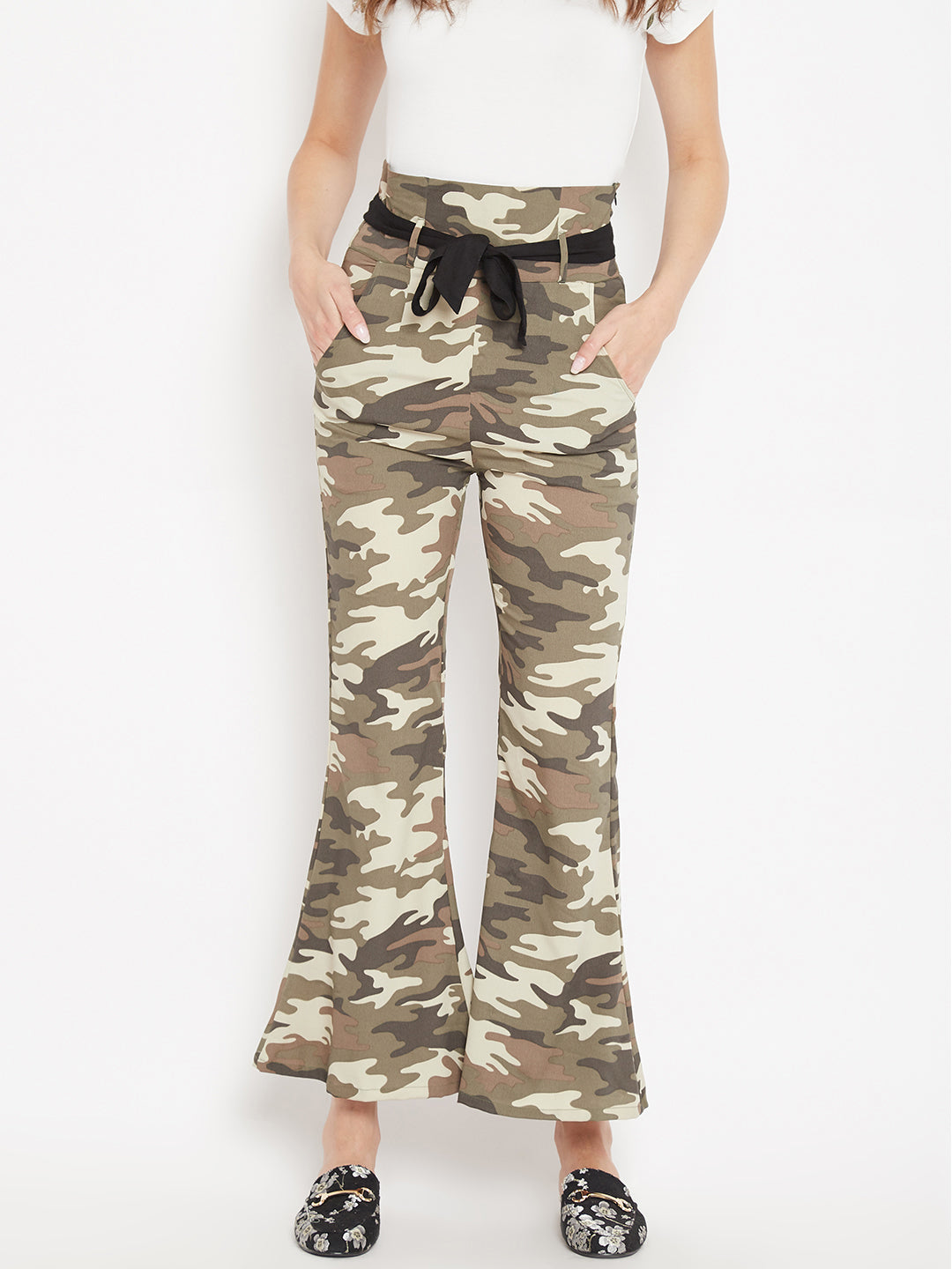 Women's milatray print high waist bootcut trouser