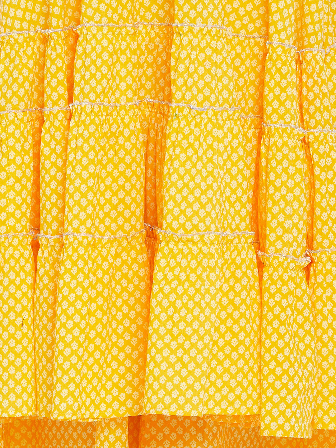 PANIT Women Yellow Printed Tiered A-Line Kurta