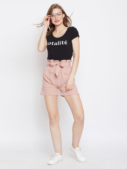 Women Pink Solid Loose Fit Regular Shorts