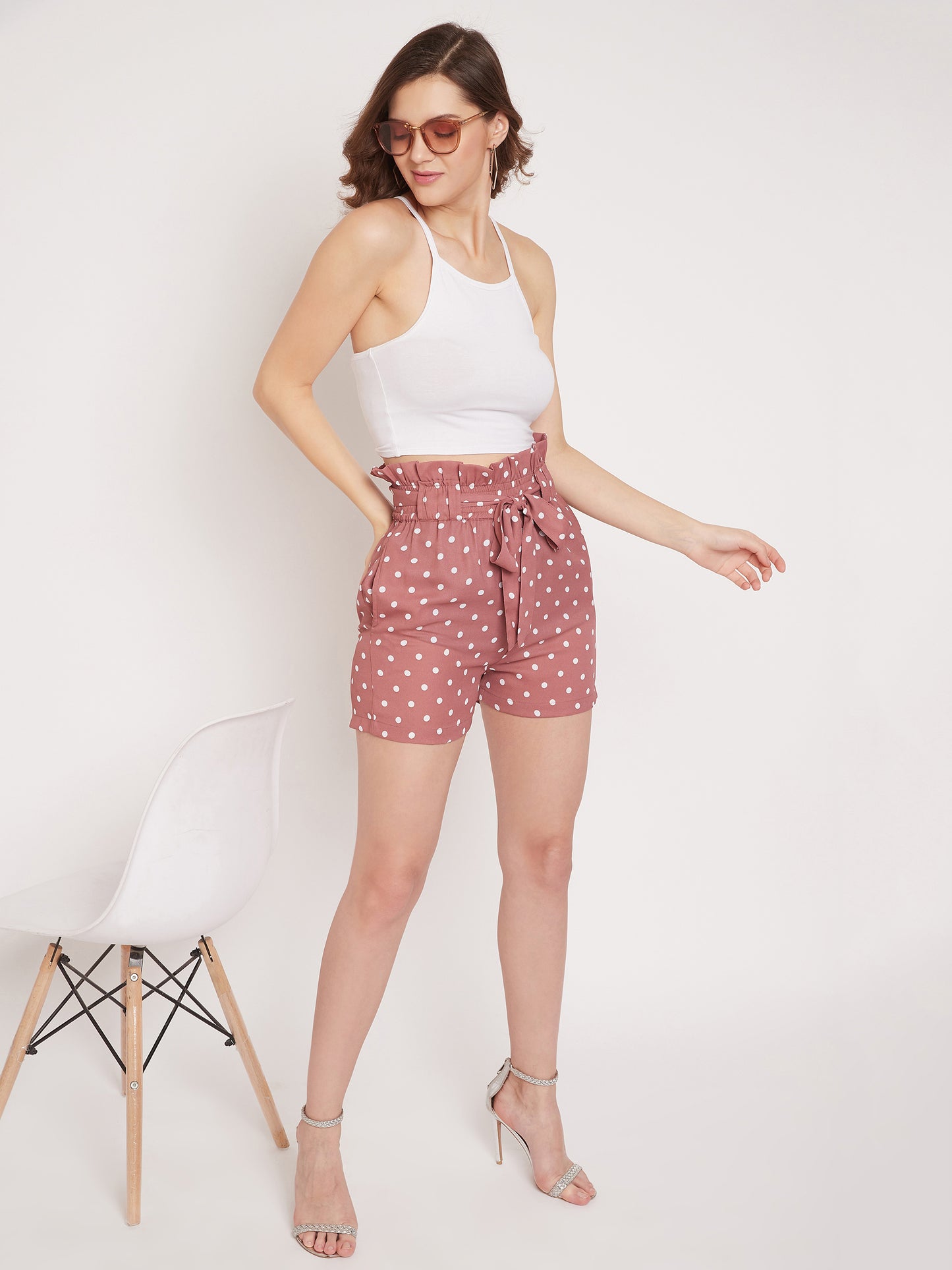 Women Pink Printed Loose Fit Regular Shorts