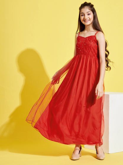 Girls Red Net Maxi Maxi Dress