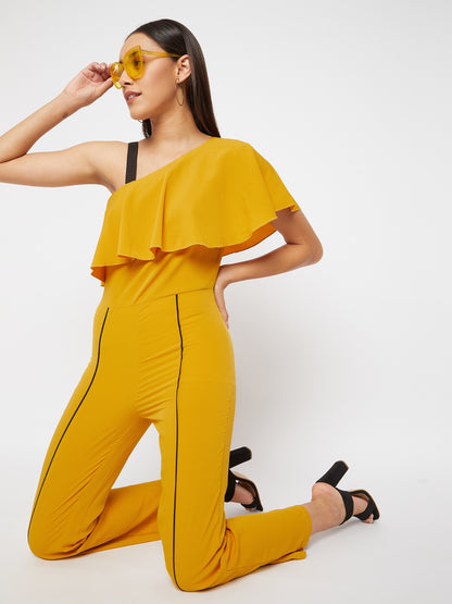 Yellow Basic Jumpsuit with Ruffles