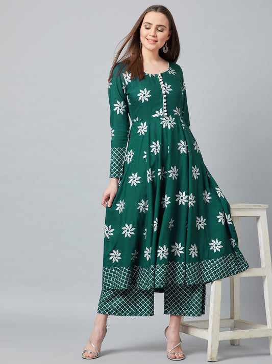 Women Flared Kurta And Palazzo Set