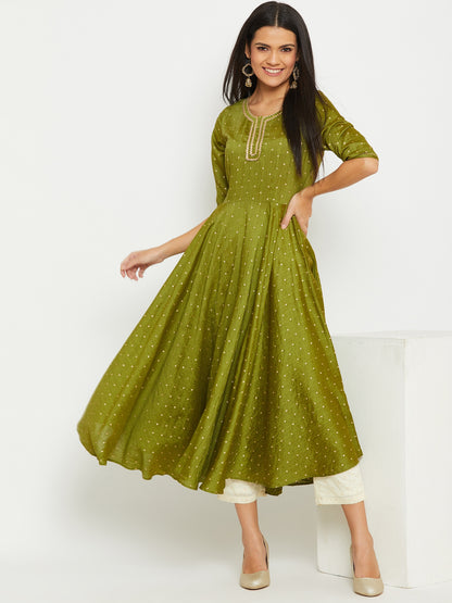 Mehndi Colour Flare Kurta Set