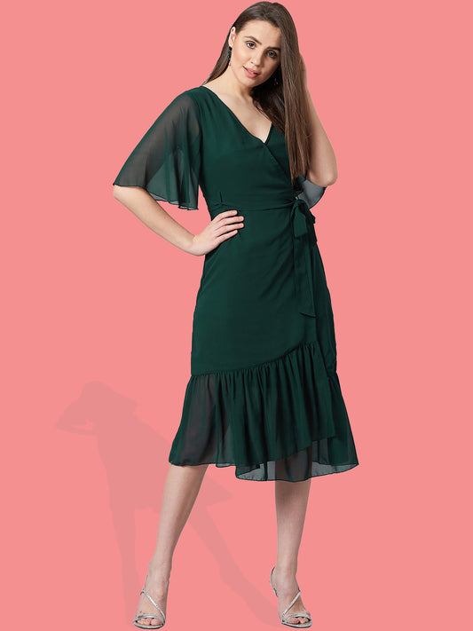 PANIT Women Wrap Midi Dress