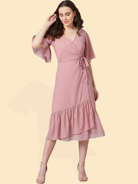 PANIT Women Wrap Midi Dress